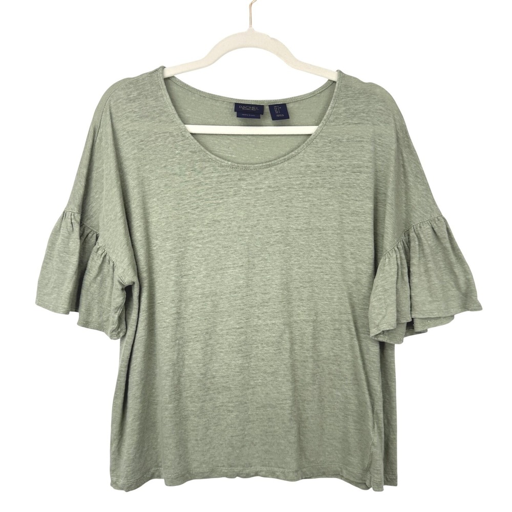 Rachel Rachel Roy Linen Top Boho Neutral Beach Resort Flowy‎ Feminine Coquette L - Picture 2 of 8
